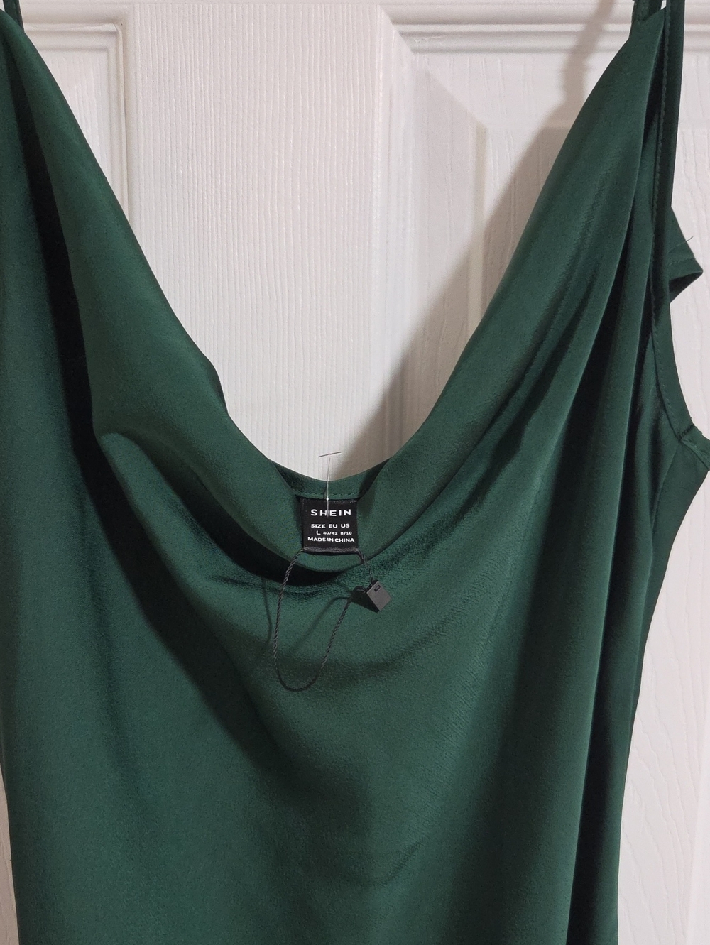 SHEIN Dark Green Cowl Neck Satin Long Dress